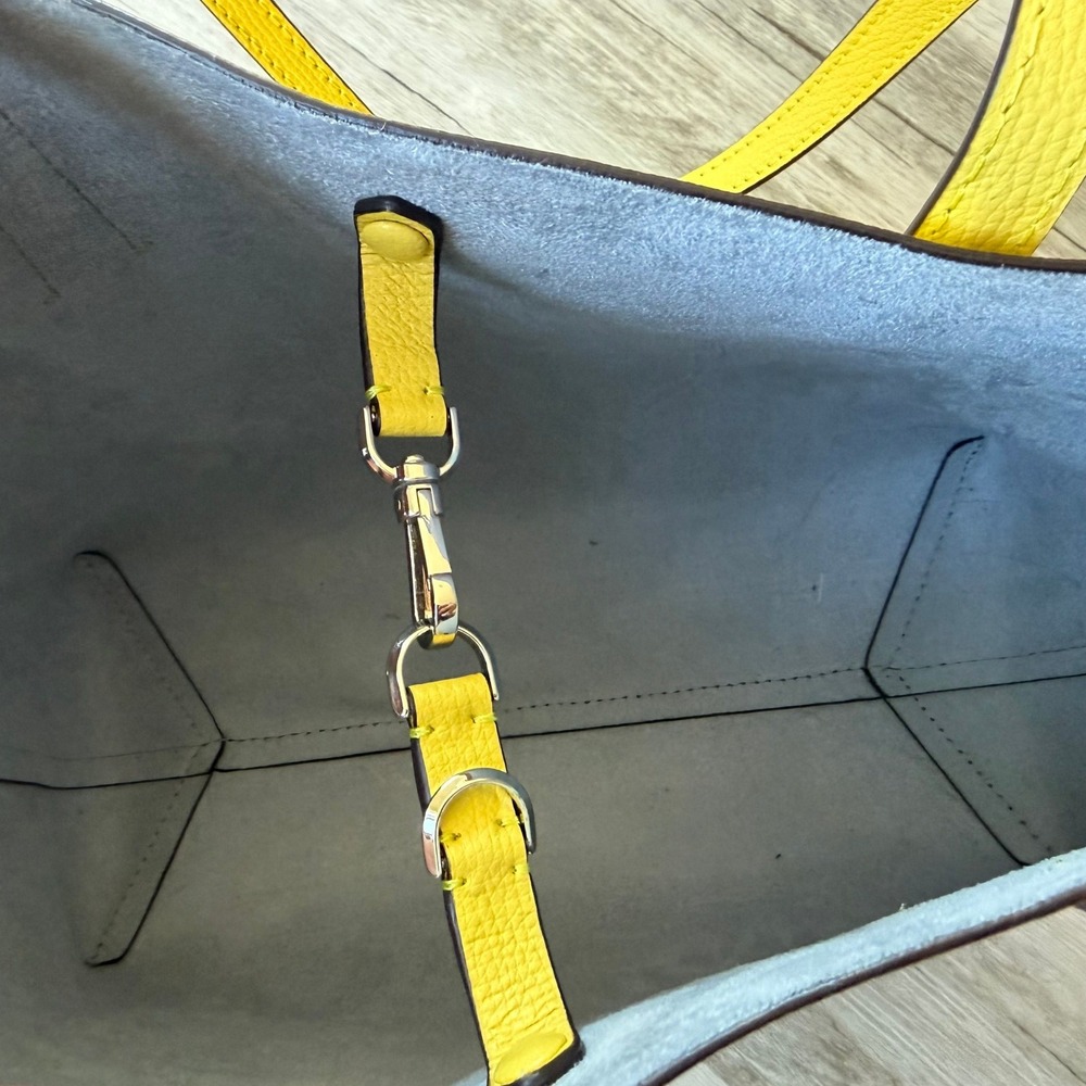 Kate Spade Molly Small Tote Lemon Yellow Grained Leather Shoulder Bag with Pouch - Picture 13 of 15